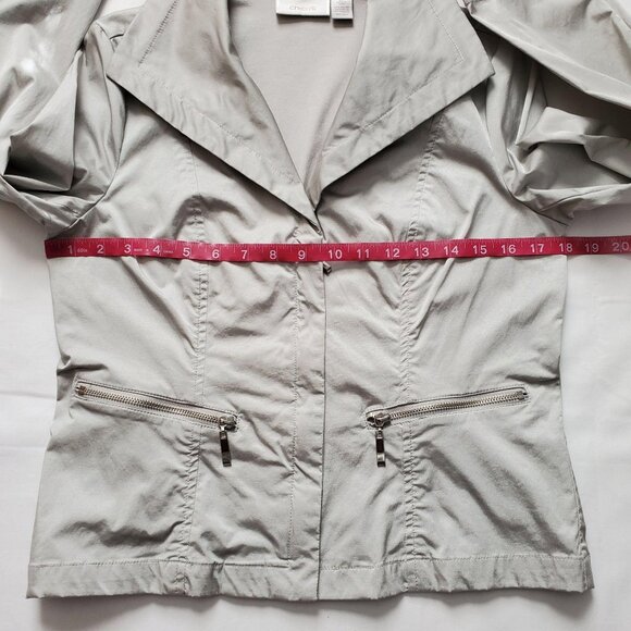 Chico’s Light Gray Carefree Chill Moto Gorpcore Carlynn Jacket Women's Small - Picture 9 of 11